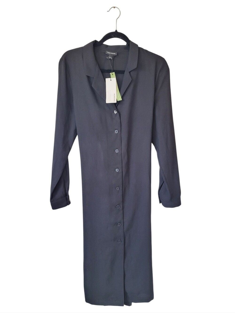 Frank & Oak Long Sleeve Black Button-Front Shirt Dress Size M NWT